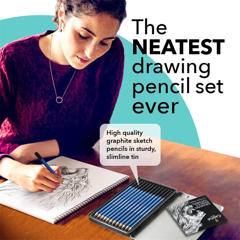 50 Pack Yuteng Art Supplies 12 Piece Graphite Drawing Pencils Kit 