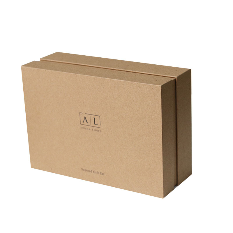 Kraft Paper Lid And Base Box for Two Candle Gift Set Packaging Box