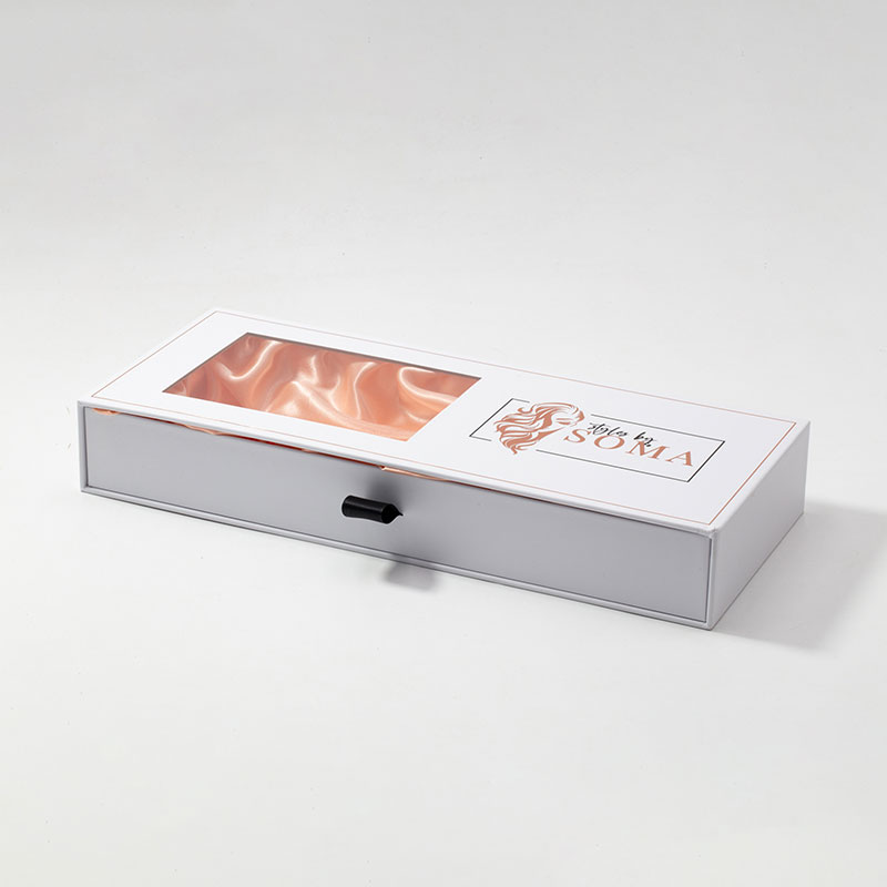 Customized Design Luxury White Sliding Cardboard Drawer Box with Window