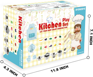 35 Pcs Kitchen Pretend Play Accessories Toys Cooking Set with Stainless Steel Cookware Pots And Pans Set