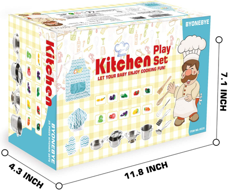 35 Pcs Kitchen Pretend Play Accessories Toys Cooking Set with Stainless Steel Cookware Pots And Pans Set