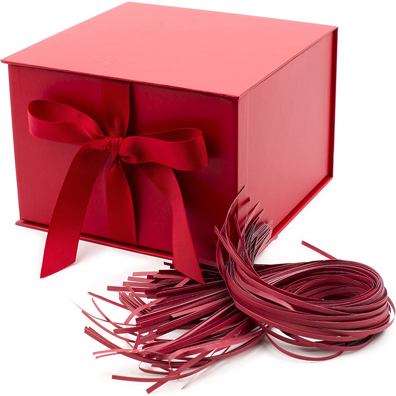 Gift Box with Fill (Solid Red) for Christmas, Birthdays, Father's Day, Bridal Showers, Weddings, Baby Showers, Valentines Day And Graduations