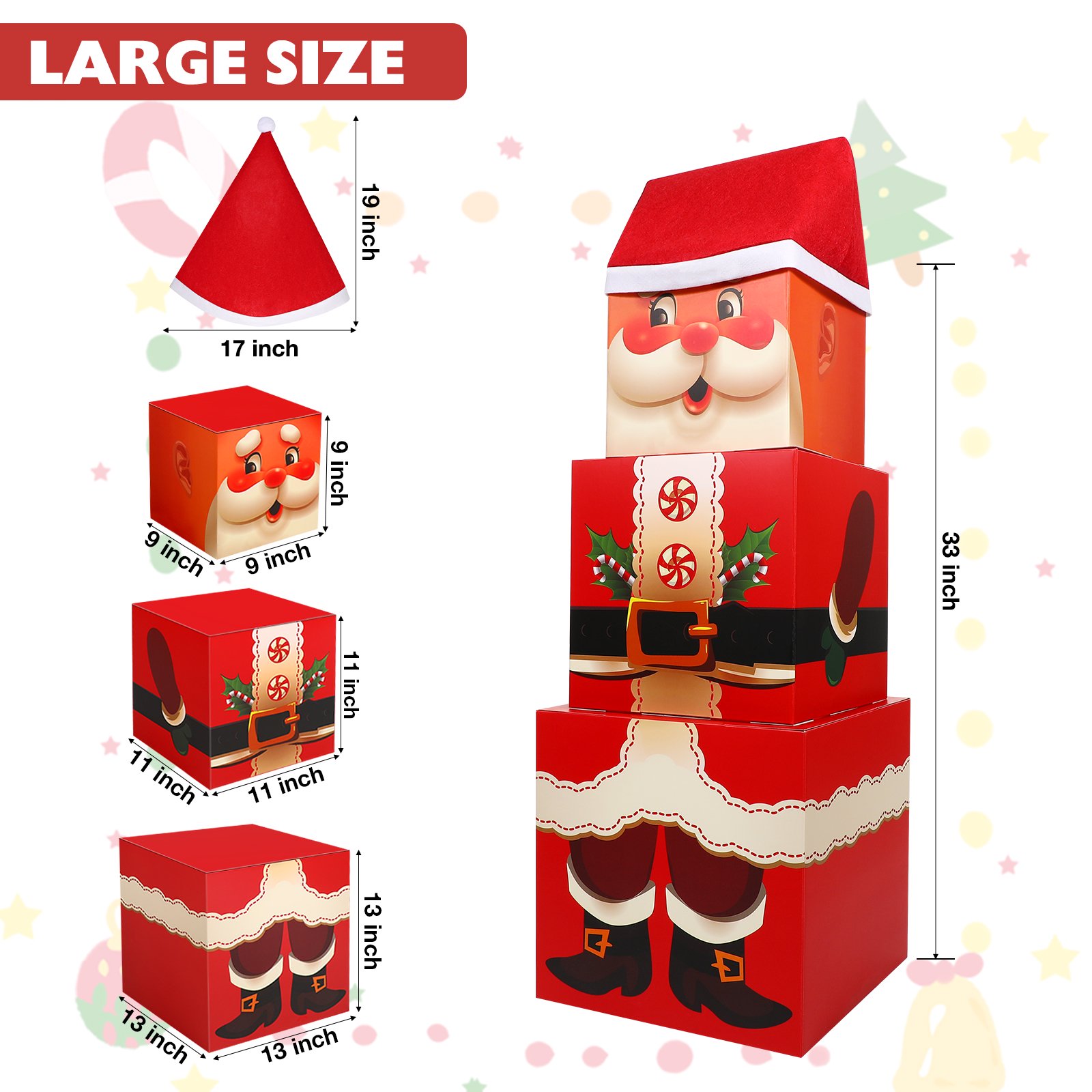 3 Piece Stacking Christmas Boxes