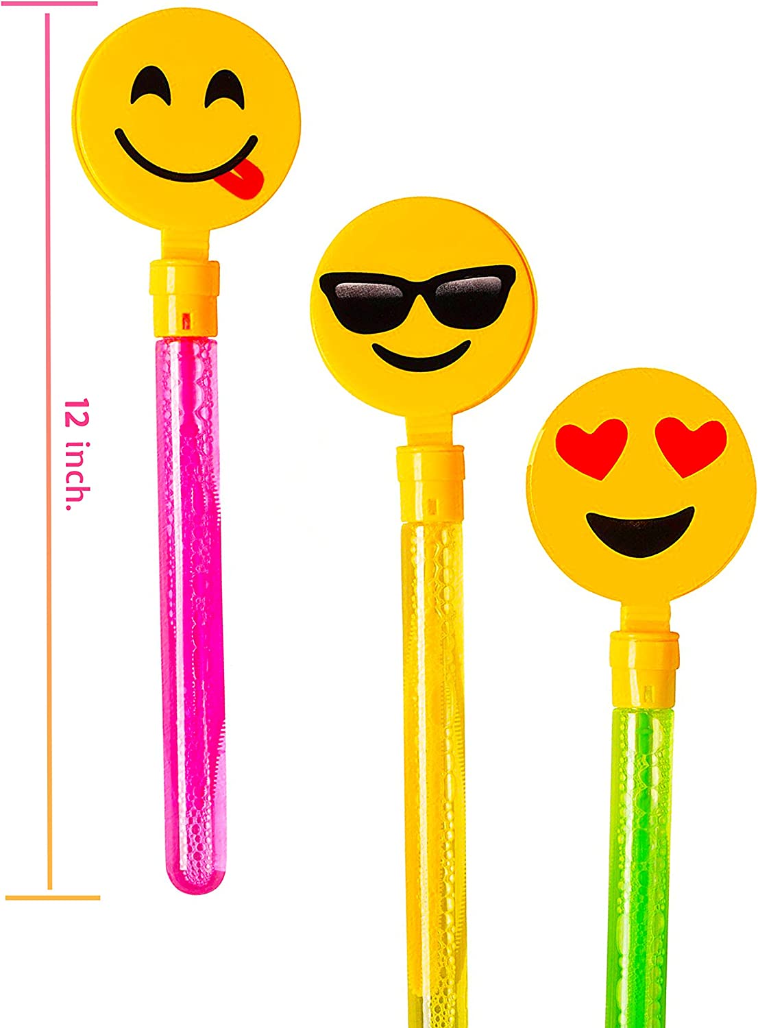 12 Pack Giant Bubble Wands Emoji Party Favor Toys