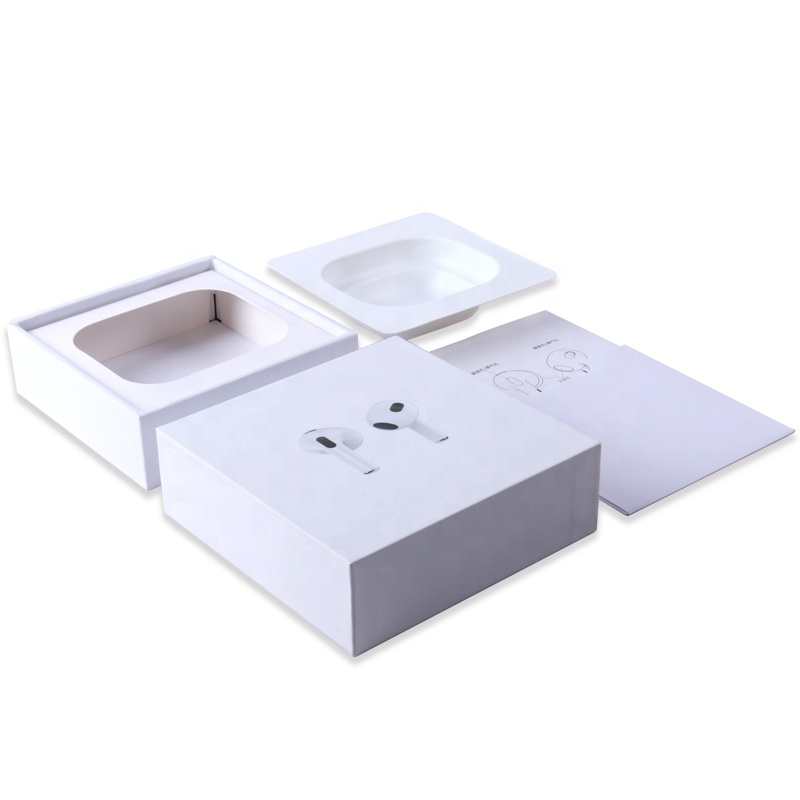 Customized Logo Low Price White Paper Wireless Earbuds Earphone Packaging Box