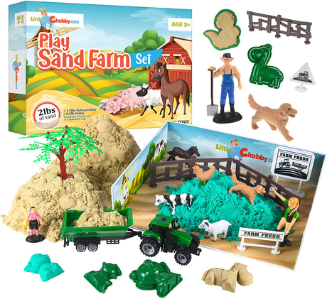 One Kids Play Sand Farm Set 2 Lbs Sand Toy Magic Sand Set 10 Molds Mess Free Play 
