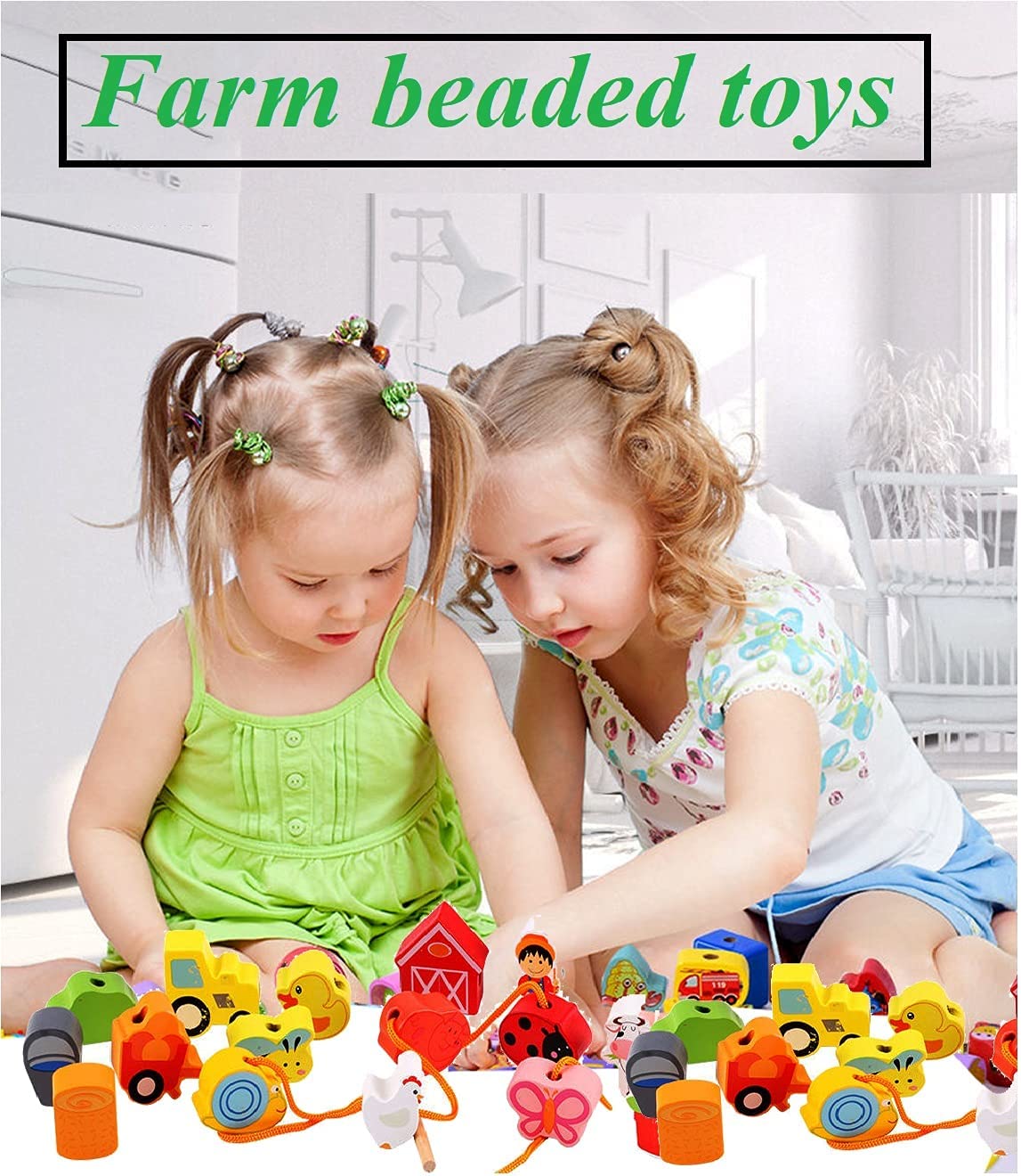 Early Educational Toys String & Lacing Beads Games Farm Toy Set