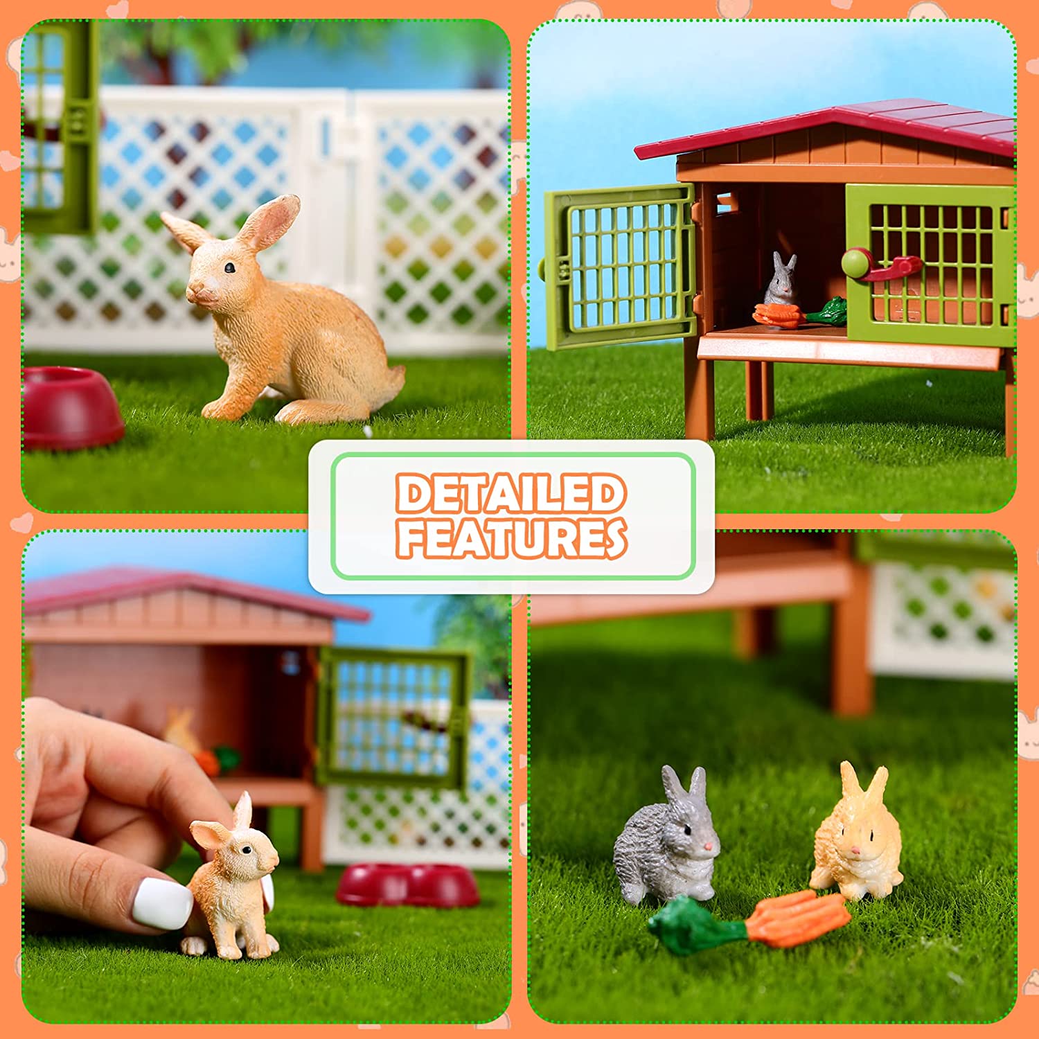 Toy Animal Figures Barnyard Carrot Bunny Hutch Farmhouse Country Toys