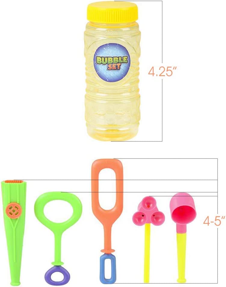 6-Piece Bubble Toys Set for Kids Bubble Blowing Play Set with 5 Assorted Wands And Bubble Solution