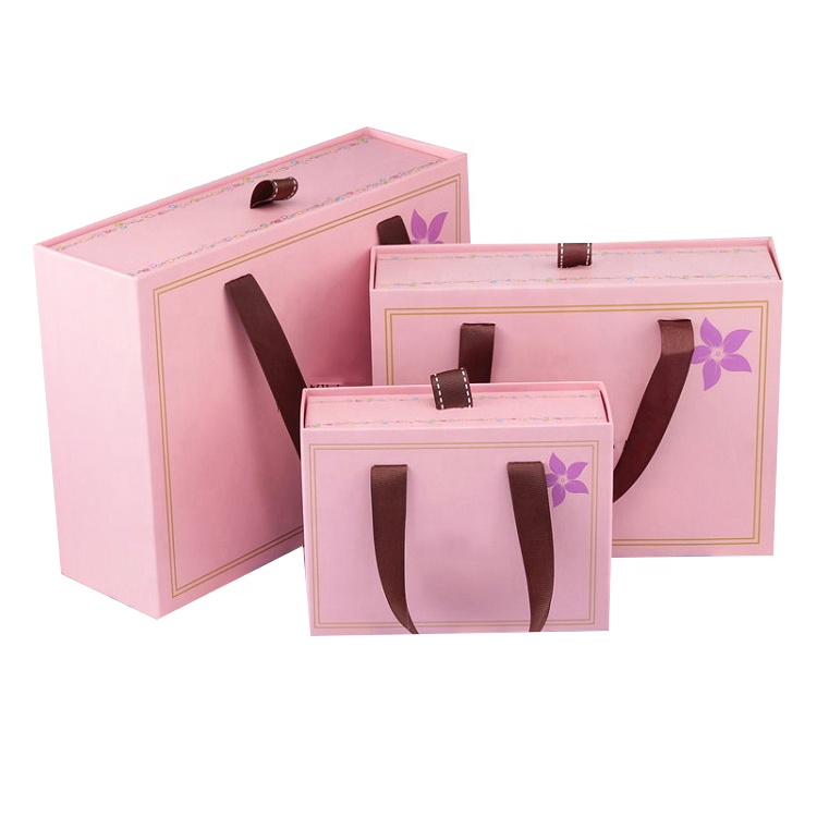Wholesale Recyclable Rectangular Pink Storage Sliding Drawer Packaging Box