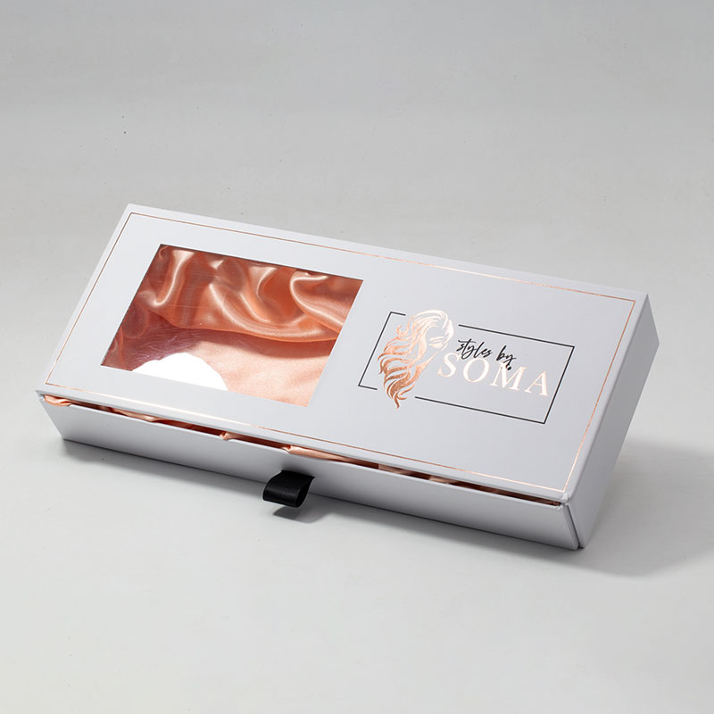 Customized Design Luxury White Sliding Cardboard Drawer Box with Window