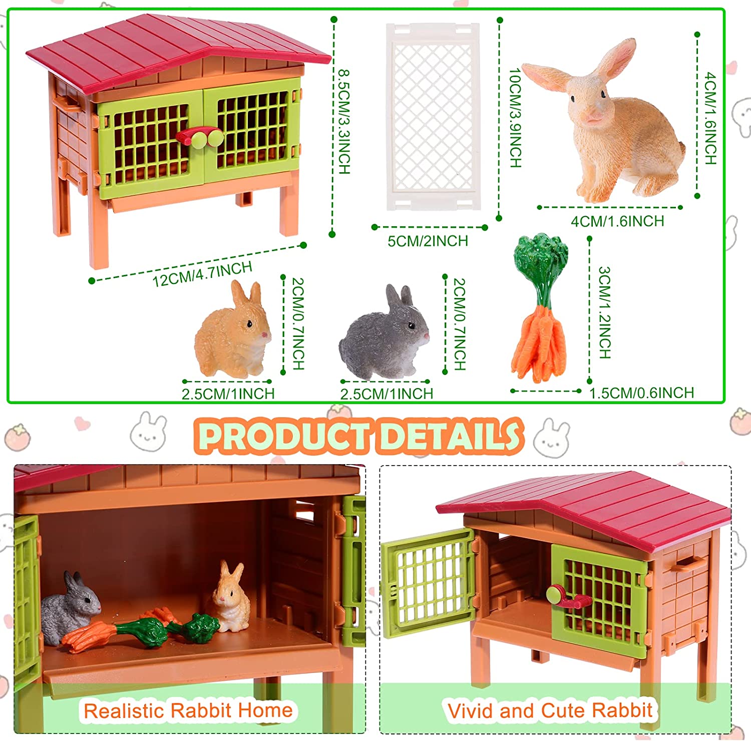 Animal Figures Barnyard Carrot Bunny Hutch Farmhouse Country Toys