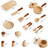Play Kitchen Accessories,20 PCS Wooden Kitchen Pretend Play Toys with Wooden Cutting Vegetables And Fruit,Cookware Plates And Pans Cooking Sets