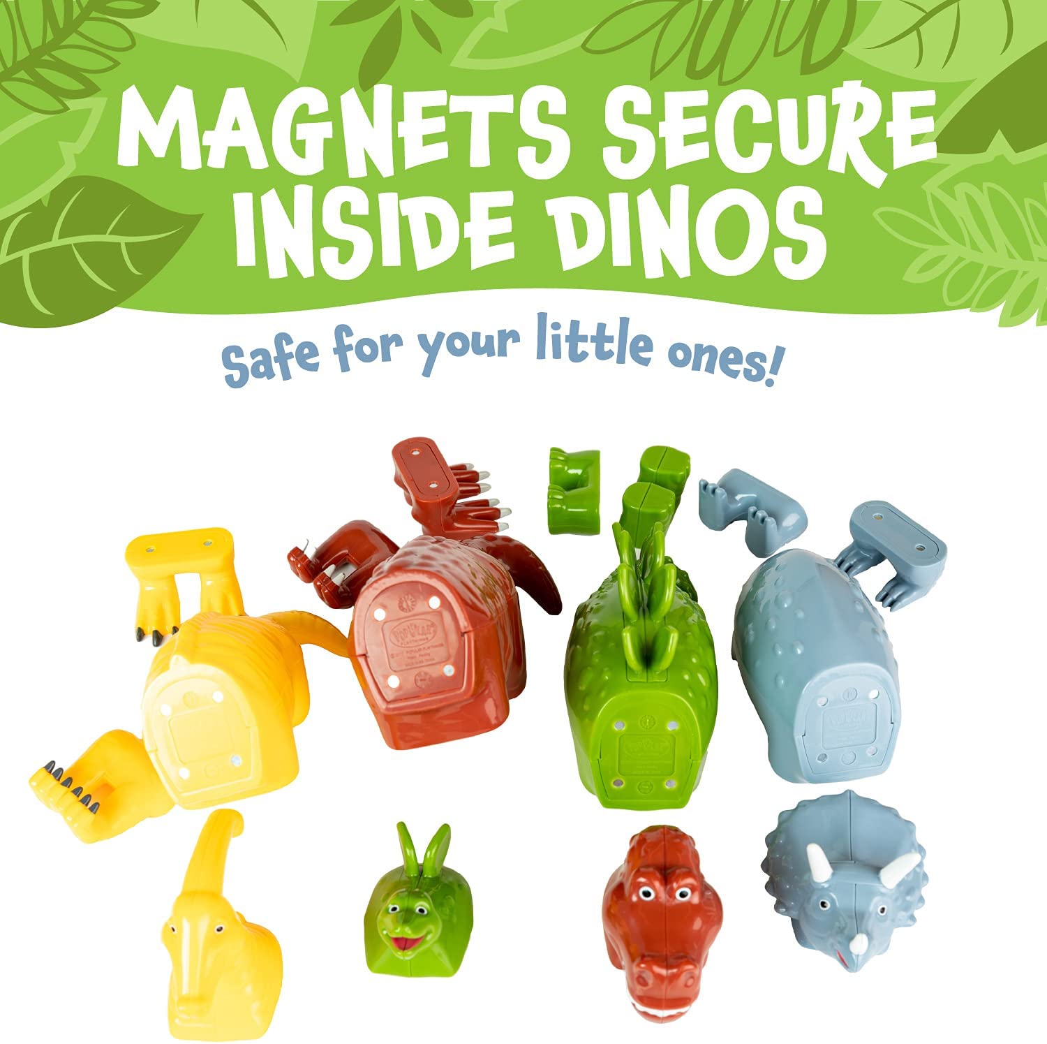 16 Pieces Magnetic Mix Or Match Dinosaurs Toy Play Set